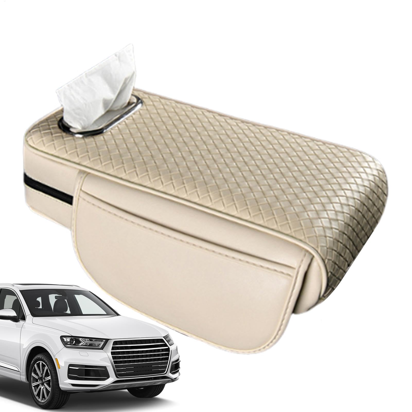 Car Armrest Cushion, Leather Car Tissue Box Holder, Center Console Cover, Vehicle Arm Rest Box Protector, Car Armrest Protector, SUV Armrest Cushion, Car Tissue Box Holder, Car Console Protector von Fbinys