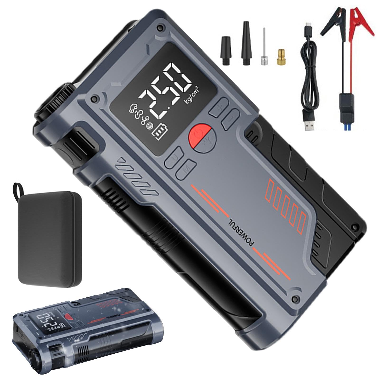 Car Battery Jump Starter, Portable Car Jumper, LED Digital Display Jump Box, Accurate Jump Box Power Supply, Vehicle Battery Booster, Car Jump Starter with Display, Compact Jump Starter von Fbinys