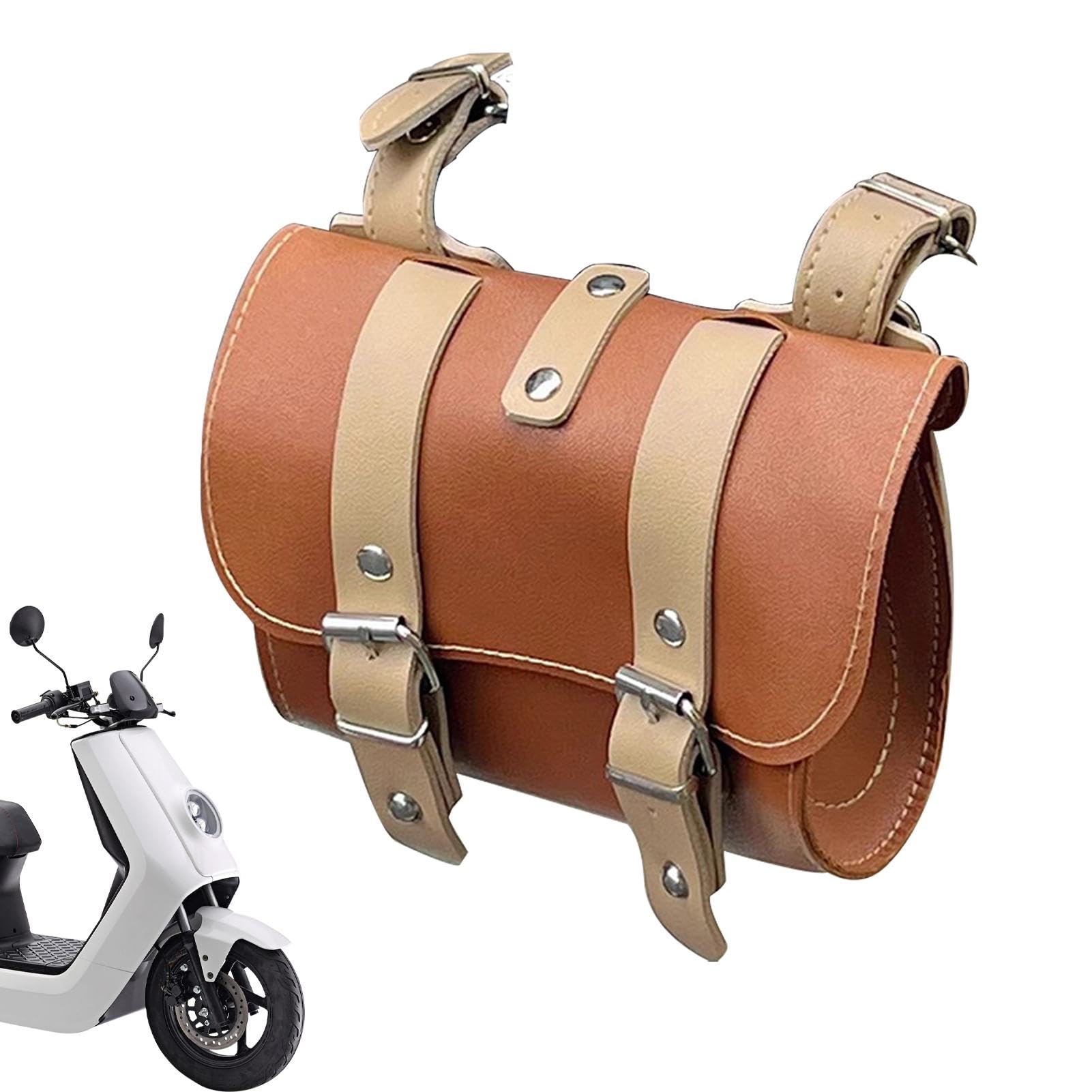 Fbinys Waterproof Leather Cycling Bag, Cycling Handlebar Bag, Cycling Handlebar Bag, Scooter Front Hangable Bag, Waterproof Leather Cycling Bag - Handle Bar Storage Bag, Front Mount Cycling Bag von Fbinys