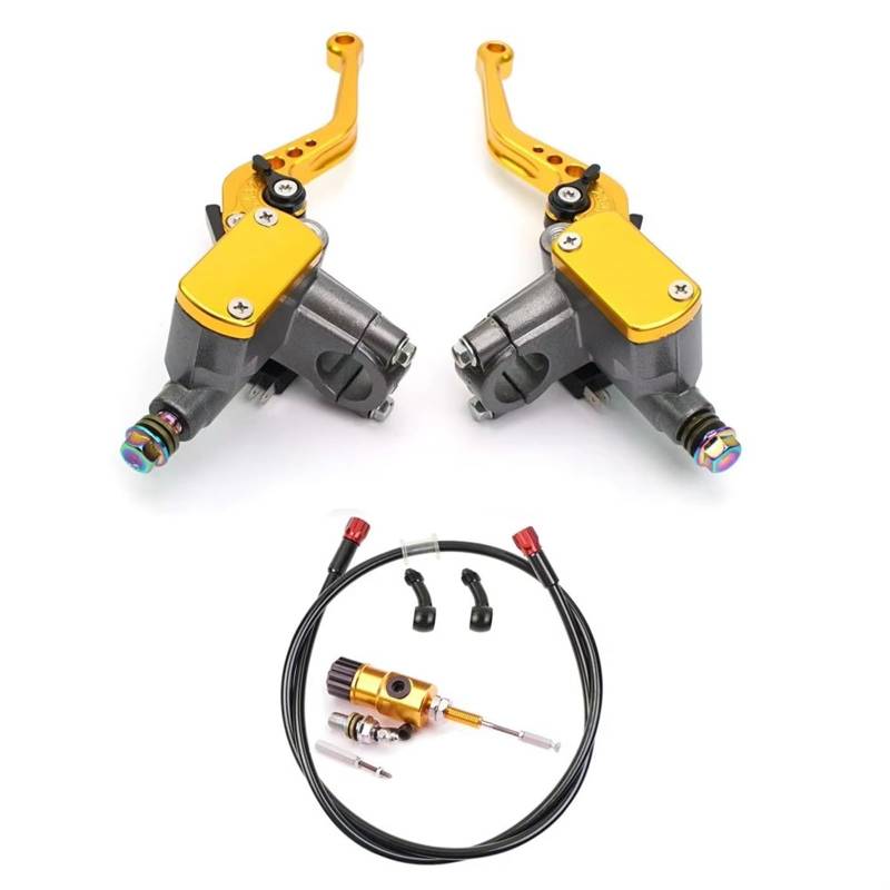 Brems- und Kupplungshebel Motorrad CNC Hydraulische Kupplung Kit Hebel Hauptzylinder 125~250cc 7/8 "22mm Für Ducati Für Aprilia Dirt Bike Moped HauptbremszylinderLenker(Gold 1 Pair) von Fbxmjoa