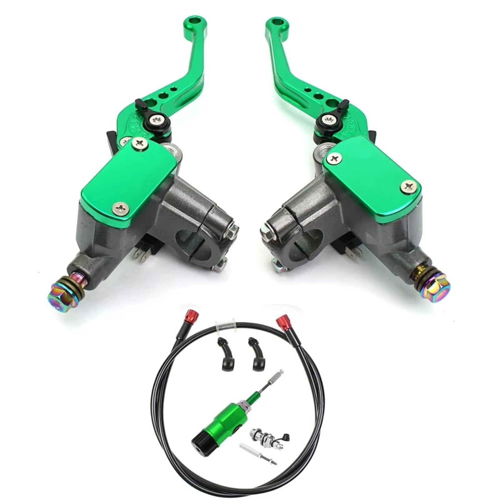 Brems- und Kupplungshebel Motorrad CNC Hydraulische Kupplung Kit Hebel Hauptzylinder 125~250cc 7/8 "22mm Für Ducati Für Aprilia Dirt Bike Moped HauptbremszylinderLenker(Green 1 Pair) von Fbxmjoa