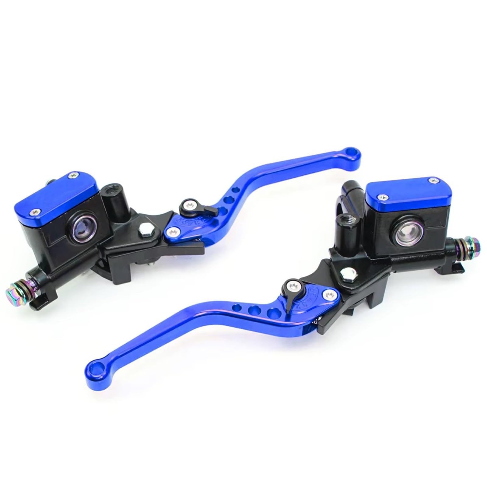 Brems- und Kupplungshebel Motorrad Hydraulische Kupplung Kit Hauptbremszylinder Öl Rohr Kit Für Suzuki Für Kawasaki Dirt Bike Sport Bike Roller HauptbremszylinderLenker(One Pair Blue) von Fbxmjoa