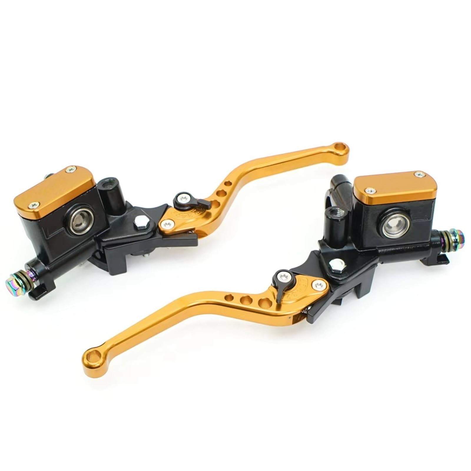 Brems- und Kupplungshebel Motorrad Hydraulische Kupplung Kit Hauptbremszylinder Öl Rohr Kit Für Suzuki Für Kawasaki Dirt Bike Sport Bike Roller HauptbremszylinderLenker(One Pair Gold) von Fbxmjoa