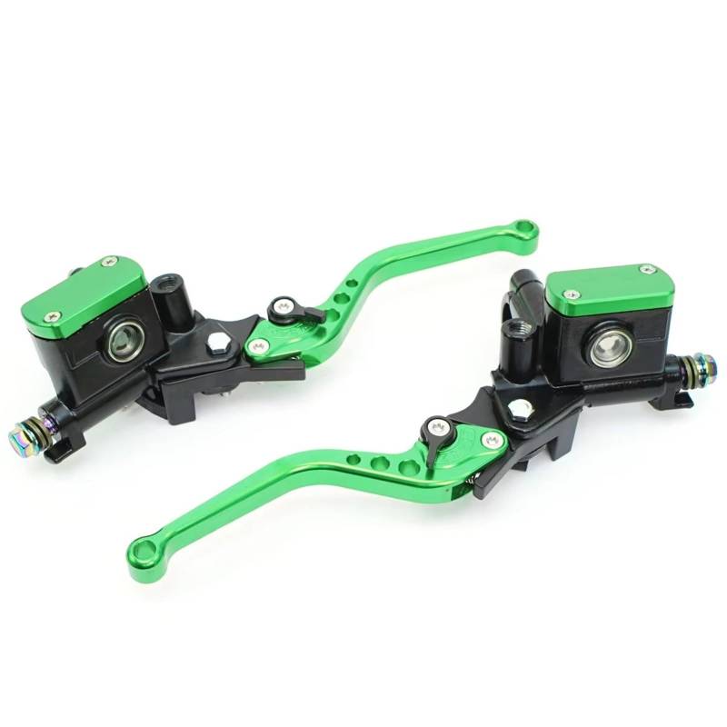 Brems- und Kupplungshebel Motorrad Hydraulische Kupplung Kit Hauptbremszylinder Öl Rohr Kit Für Suzuki Für Kawasaki Dirt Bike Sport Bike Roller HauptbremszylinderLenker(One Pair Green) von Fbxmjoa