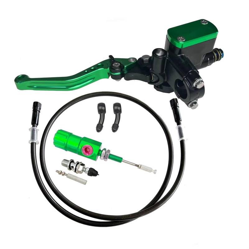 Brems- und Kupplungshebel Motorrad Kolben 14mm Hauptzylinder Kit Kupplungshebel Hydraulische Kupplungspumpe 7/8" 22mm CNC Für Kawasaki Für Suzuki HauptbremszylinderLenker(Green B) von Fbxmjoa