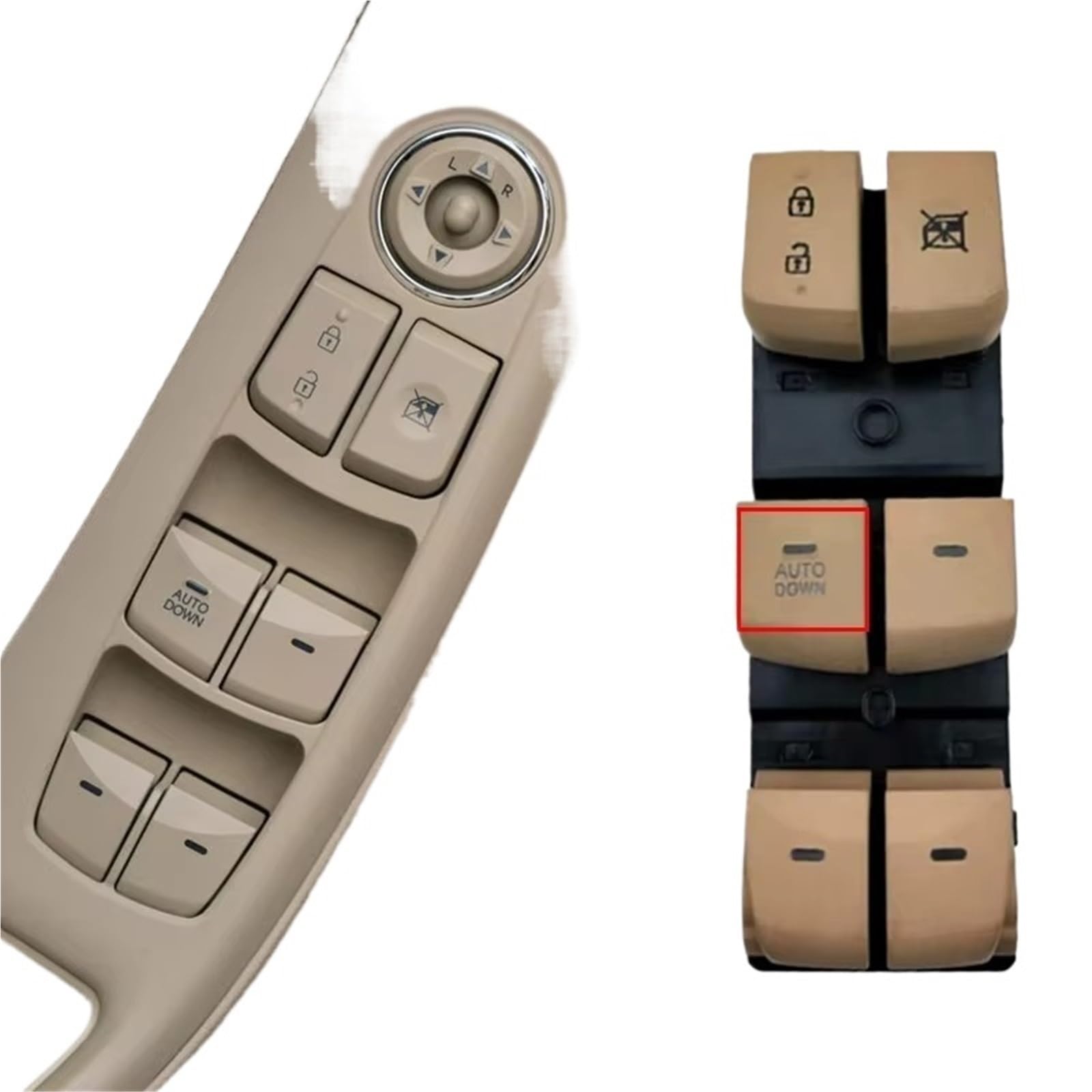 Fensterheber Schalter Taster Fenster Control Schalter Elektrische Fensterheber Tasten Für Hyundai Für Elantra 2012 2013 2014 2015 2016 93570-4V000 Fensterschalter Steuertaste(Beige Auto Down) von Fbxmjoa