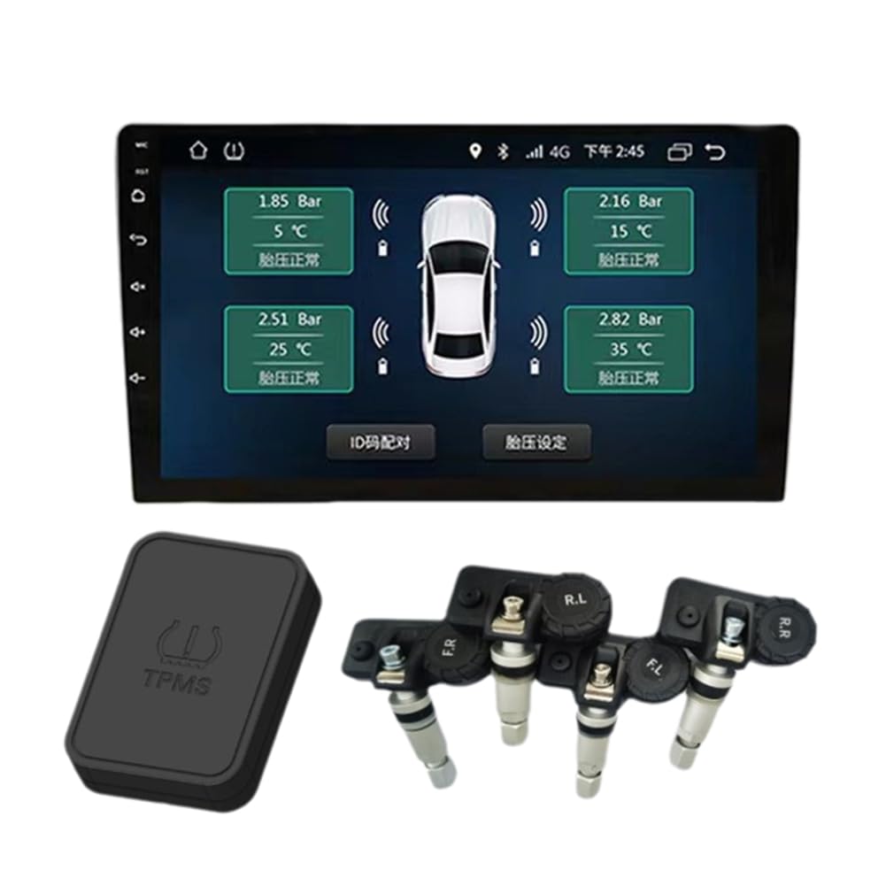 Fcuajdkq Smart USB Android Kabelloses TPMS Reifendruckkontrollsystem 5V für Navigation Autoradio Display Alarm Intern von Fcuajdkq