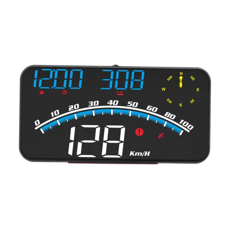 HUD-GPS-Tachometer, Universelles Smart-Car-HUD-Plug-and-Play für Pkw-LKWs (Blau) von Fdit