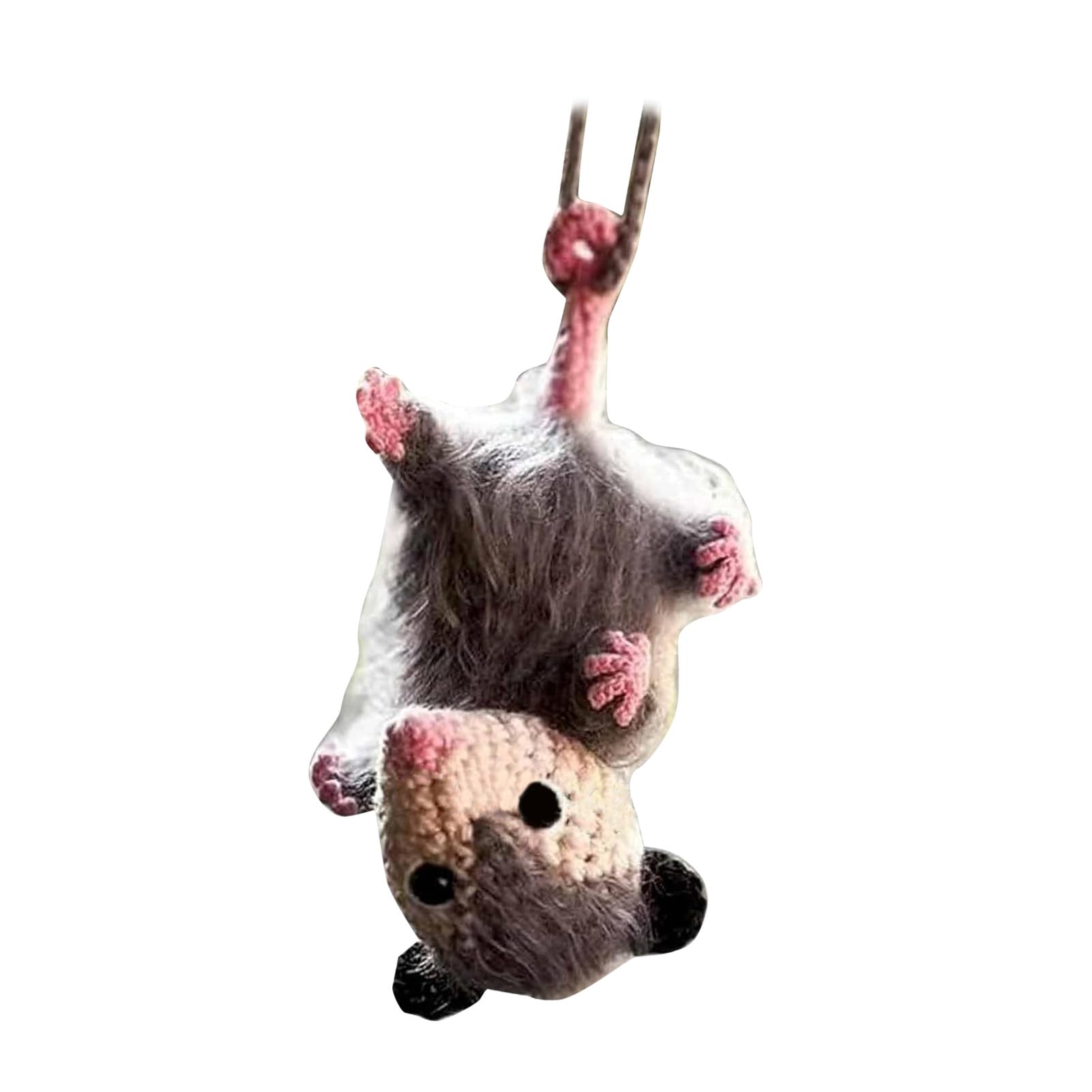 Schreiendes Opossum, Niedliche Opossum-Auto-Hängedekoration, Spiegel-Accessoire-Dekoration für Baum, Auto-Rückspiegel-Innendekoration, Schlüsselanhänger und Geldbörsen-Dekoration von Fdit