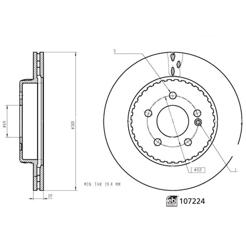 Bremsscheibe Hinterachse Febi Bilstein 107224 von Febi Bilstein