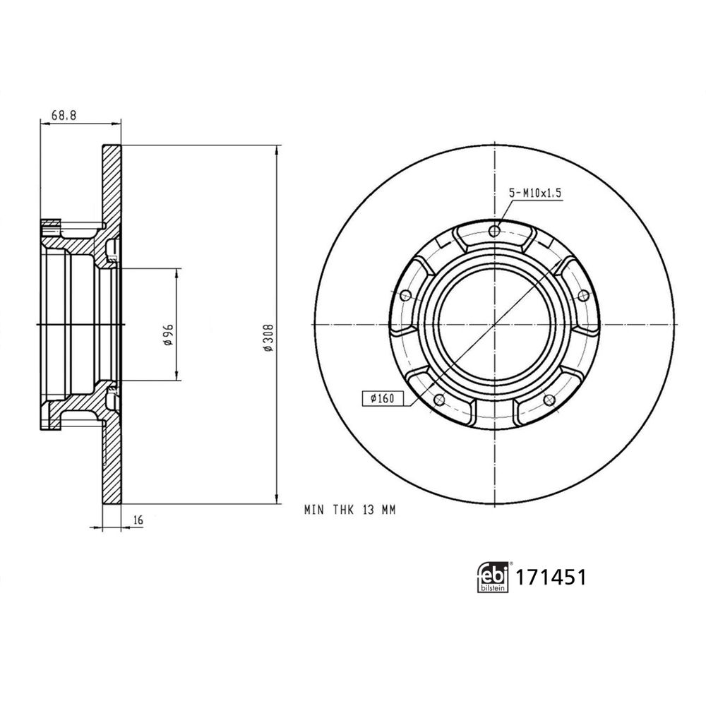 Bremsscheibe Hinterachse Febi Bilstein 171451 von Febi Bilstein