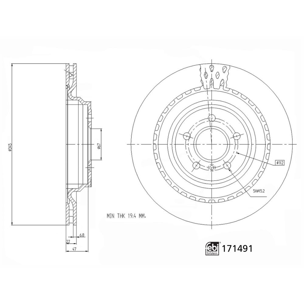 Bremsscheibe Hinterachse Febi Bilstein 171491 von Febi Bilstein