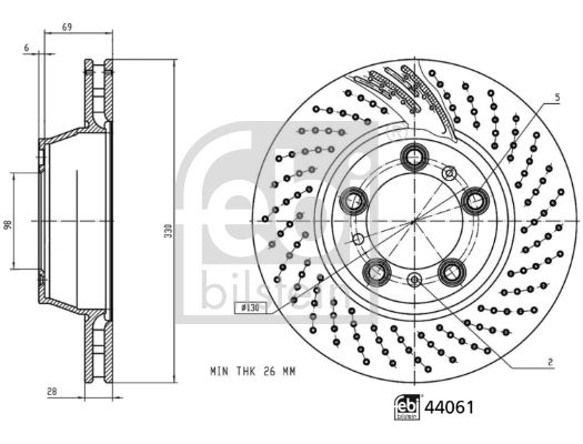 Bremsscheibe Hinterachse rechts Febi Bilstein 44061 von Febi Bilstein