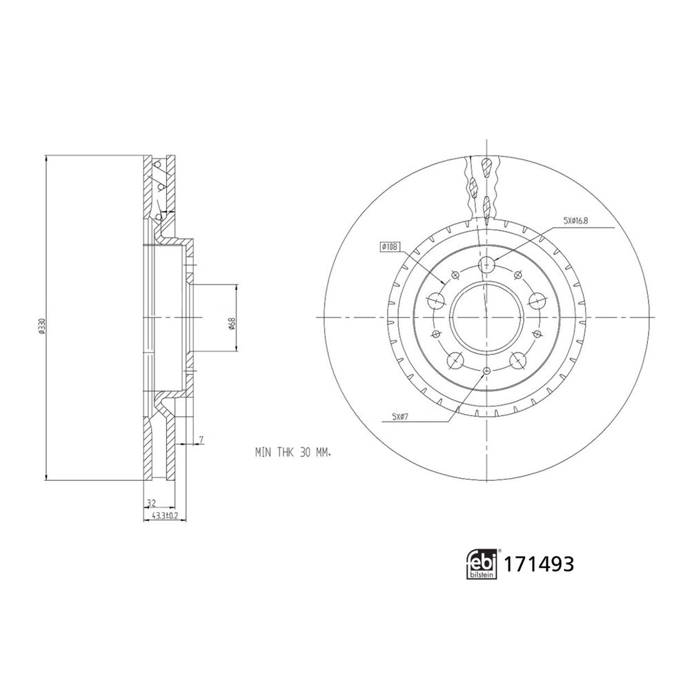 Bremsscheibe Vorderachse Febi Bilstein 171493 von Febi Bilstein