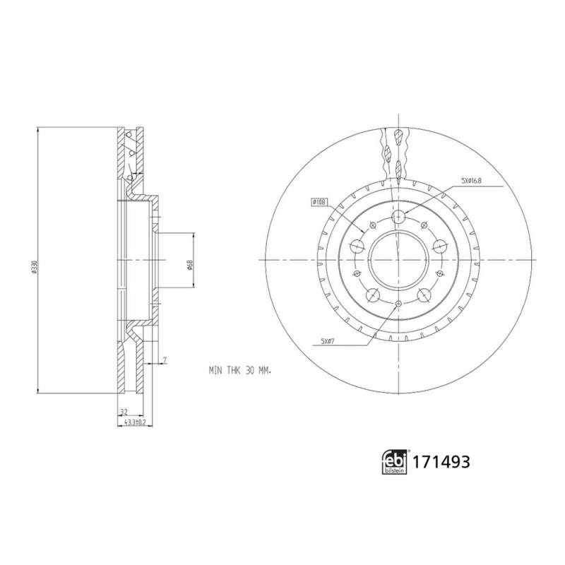 Bremsscheibe Vorderachse Febi Bilstein 171493 von Febi Bilstein