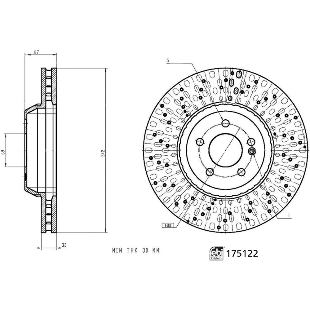 Bremsscheibe Vorderachse Febi Bilstein 175122 von Febi Bilstein