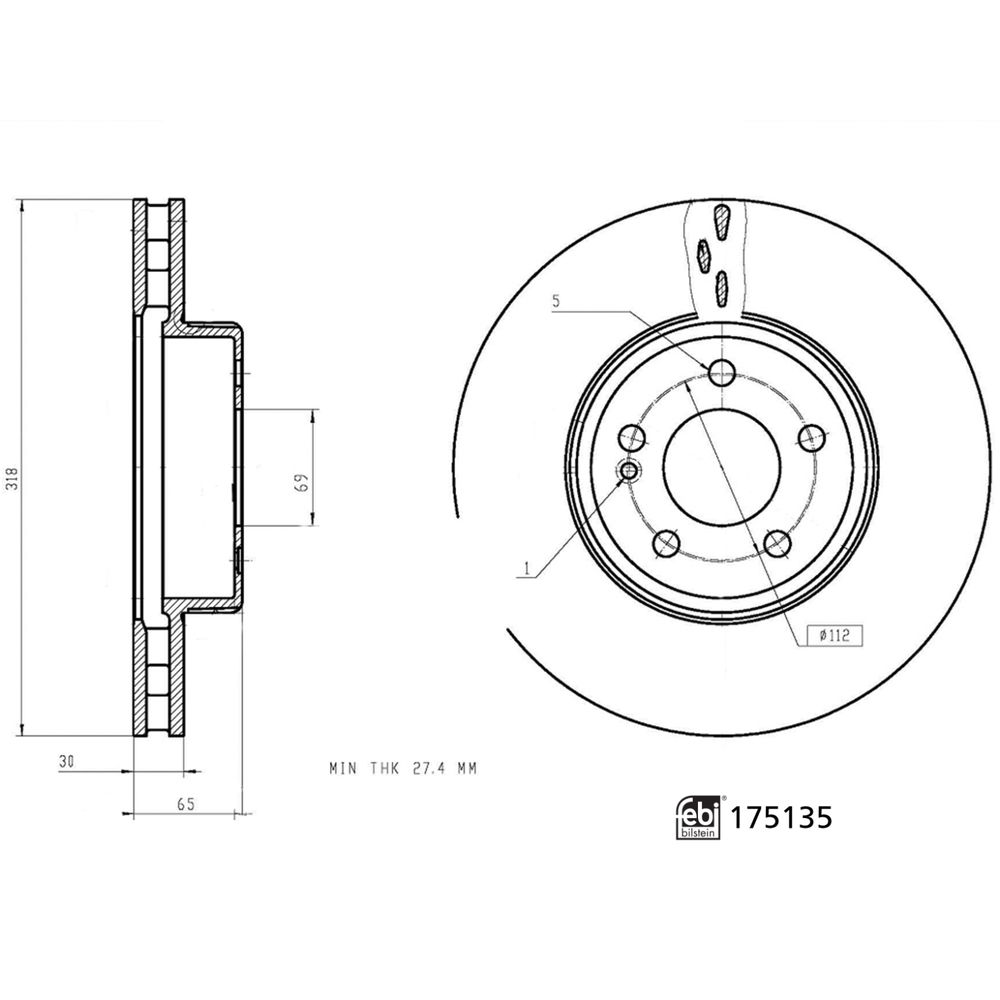 Bremsscheibe Vorderachse Febi Bilstein 175135 von Febi Bilstein