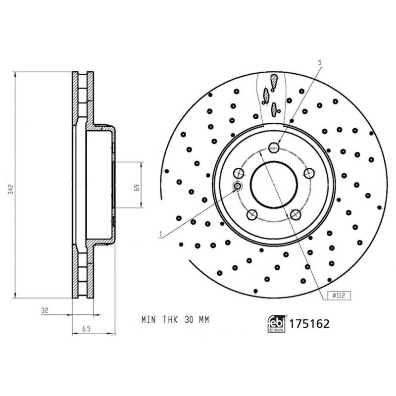 Bremsscheibe Vorderachse Febi Bilstein 175162 von Febi Bilstein