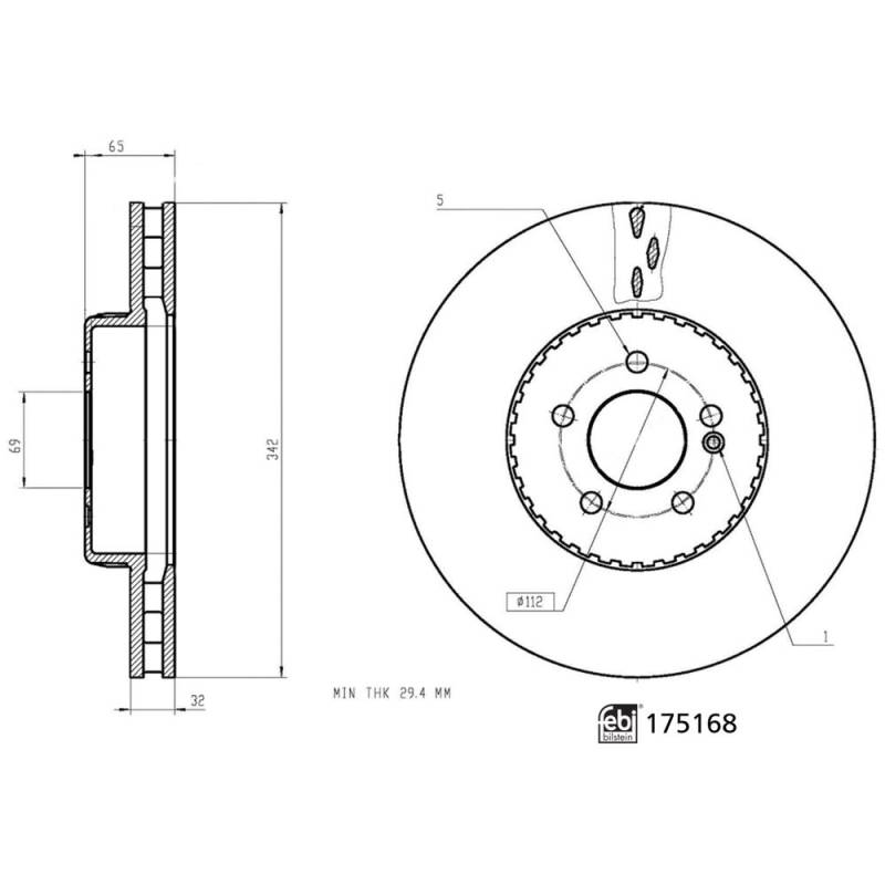 Bremsscheibe Vorderachse Febi Bilstein 175168 von Febi Bilstein