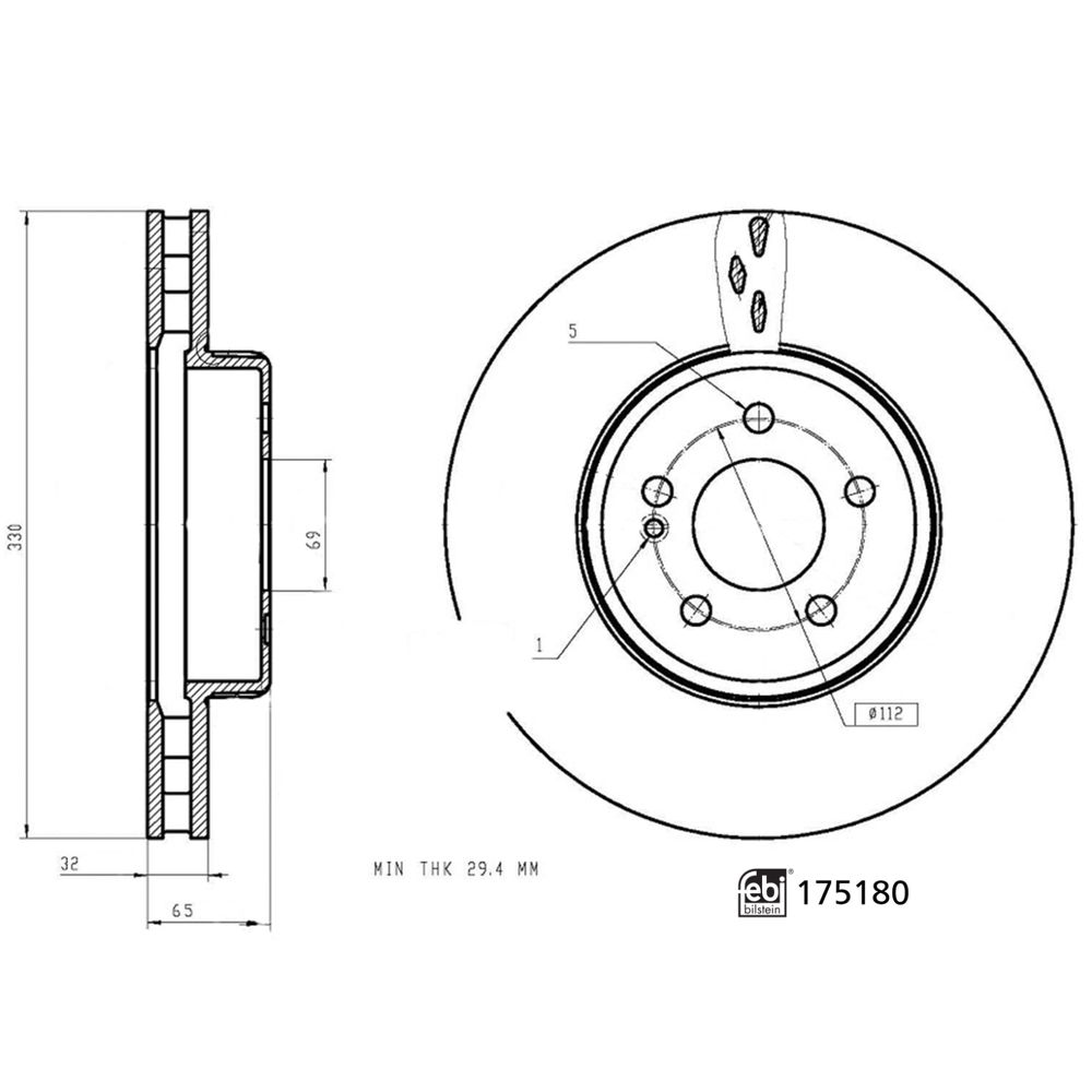 Bremsscheibe Vorderachse Febi Bilstein 175180 von Febi Bilstein