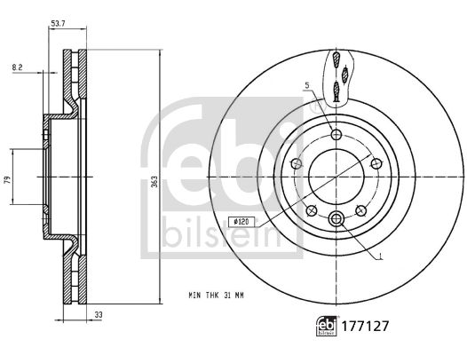 Bremsscheibe Vorderachse Febi Bilstein 177127 von Febi Bilstein