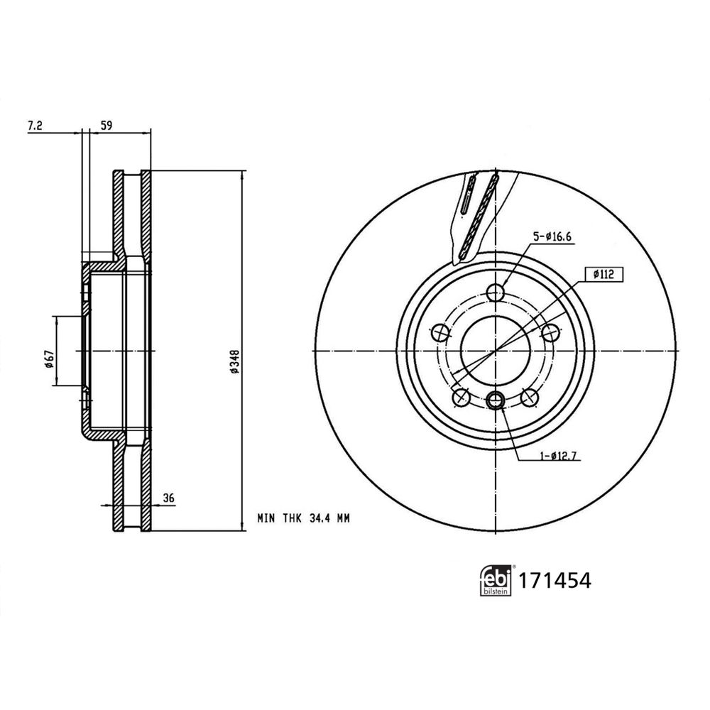 Bremsscheibe Vorderachse links Febi Bilstein 171454 von Febi Bilstein