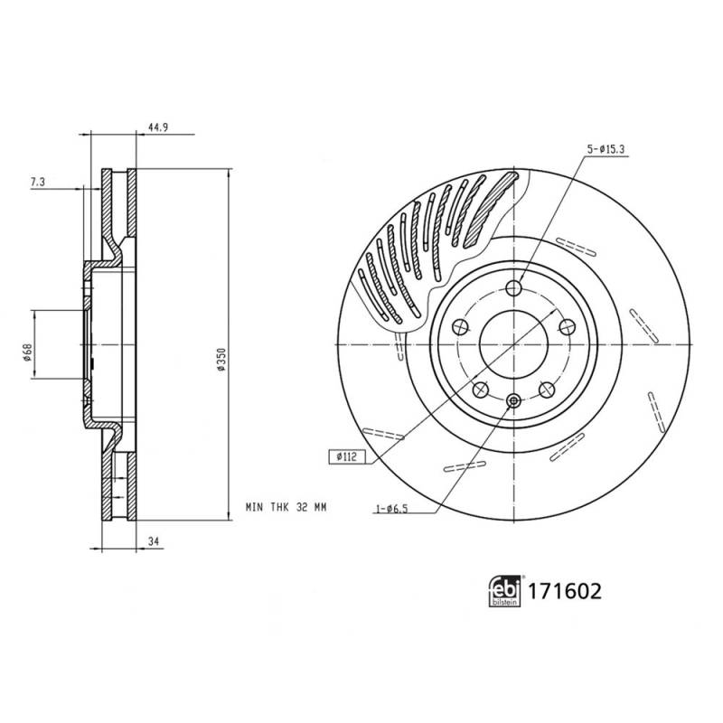 Bremsscheibe Vorderachse links Febi Bilstein 171602 von Febi Bilstein