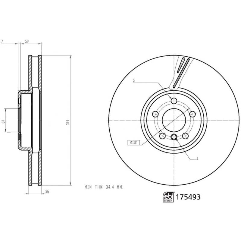 Bremsscheibe Vorderachse links Febi Bilstein 175493 von Febi Bilstein