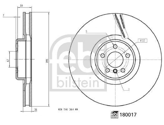 Bremsscheibe Vorderachse rechts Febi Bilstein 180017 von Febi Bilstein