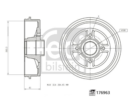 Bremstrommel Hinterachse Febi Bilstein 176963 von Febi Bilstein