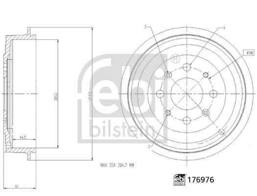 Bremstrommel Hinterachse Febi Bilstein 176976 von Febi Bilstein