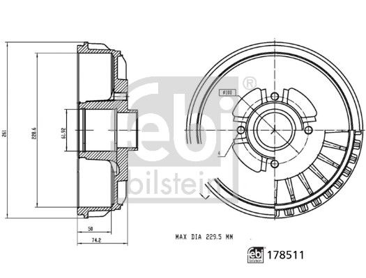 Bremstrommel Hinterachse Febi Bilstein 178511 von Febi Bilstein