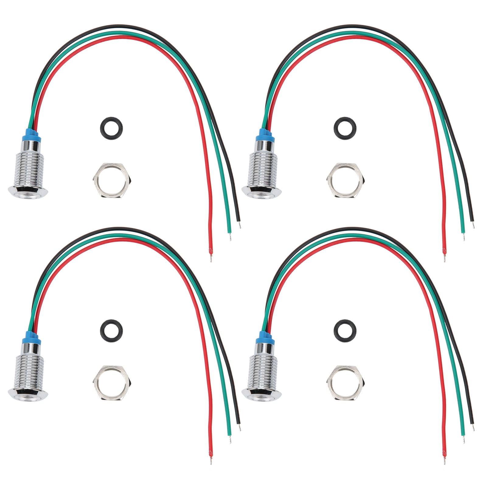 Febuliy LED -Indikator leichte wasserdichte doppelte Farbvorhaben runde LEDs für Auto Computer Access Control CNC Maschine Messing Chrom plattiert 4 Sätze (Rotgrün) von Febuliy