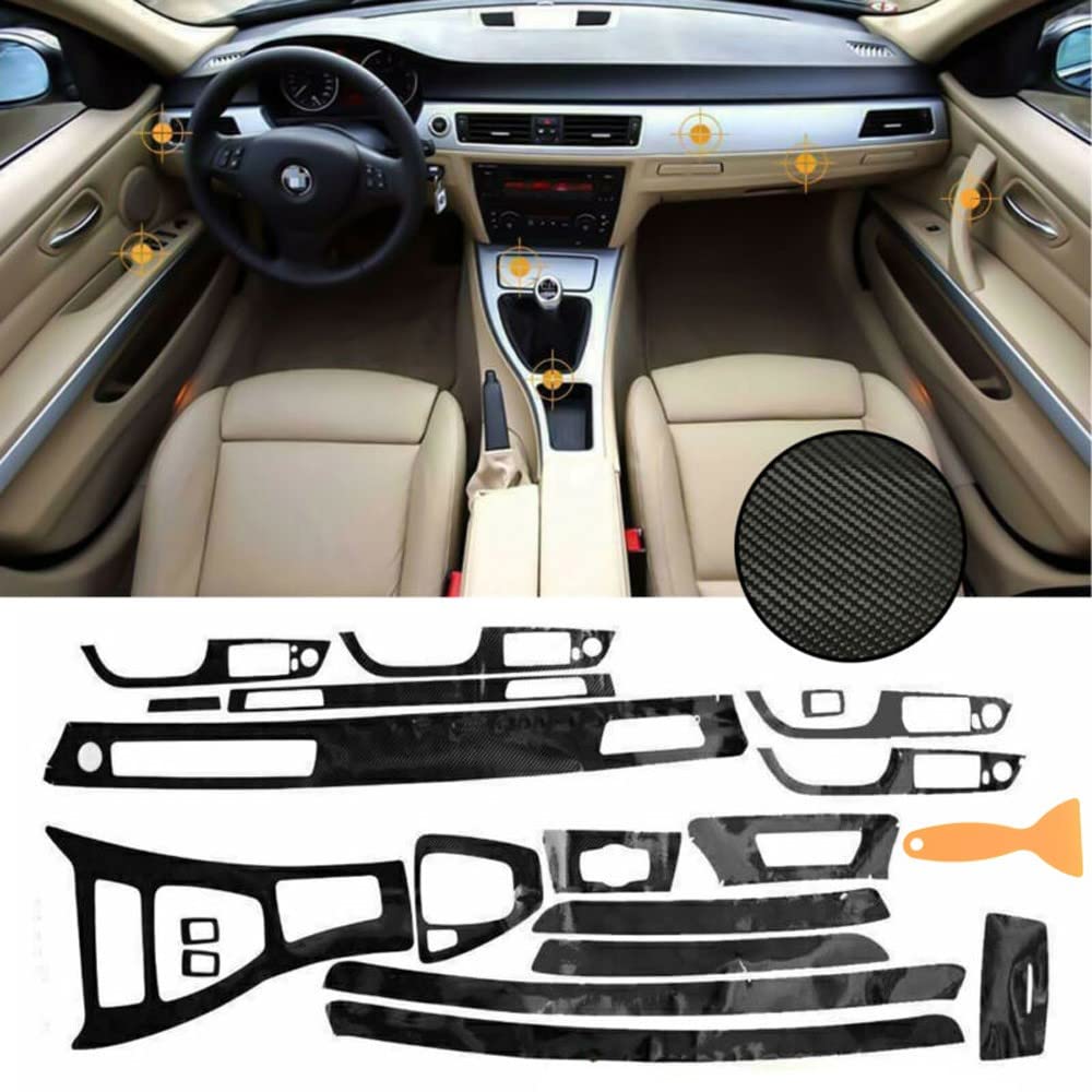 Auto Accessories5D Aufkleber für den Innenbereich, glänzend, Kohlefaser, für BMW 3er E90 2005–2012 Automobil von Feegow