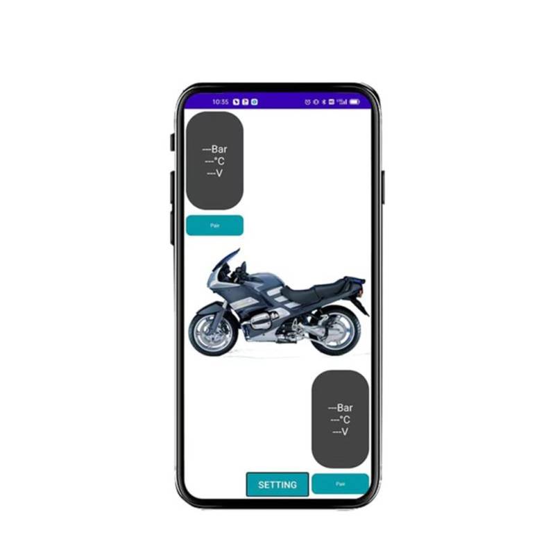 Feegow Motorrad Intelligentes Reifendruckkontrollsystem Reifendrucksensor mit Bluetooth 5.0, App-Steuerung und Alarmdruckeinstellung für 0 ~ 8 bar / 0 ~ 116 psi Reifen von Feegow