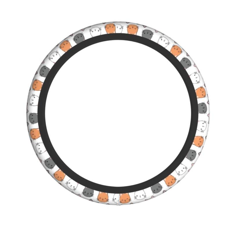 Elastischer Lenkradbezug, süßer Katzen-Kätzchen-Kopf-Cartoon-Doodle-Lenkradbezug von Feehsp