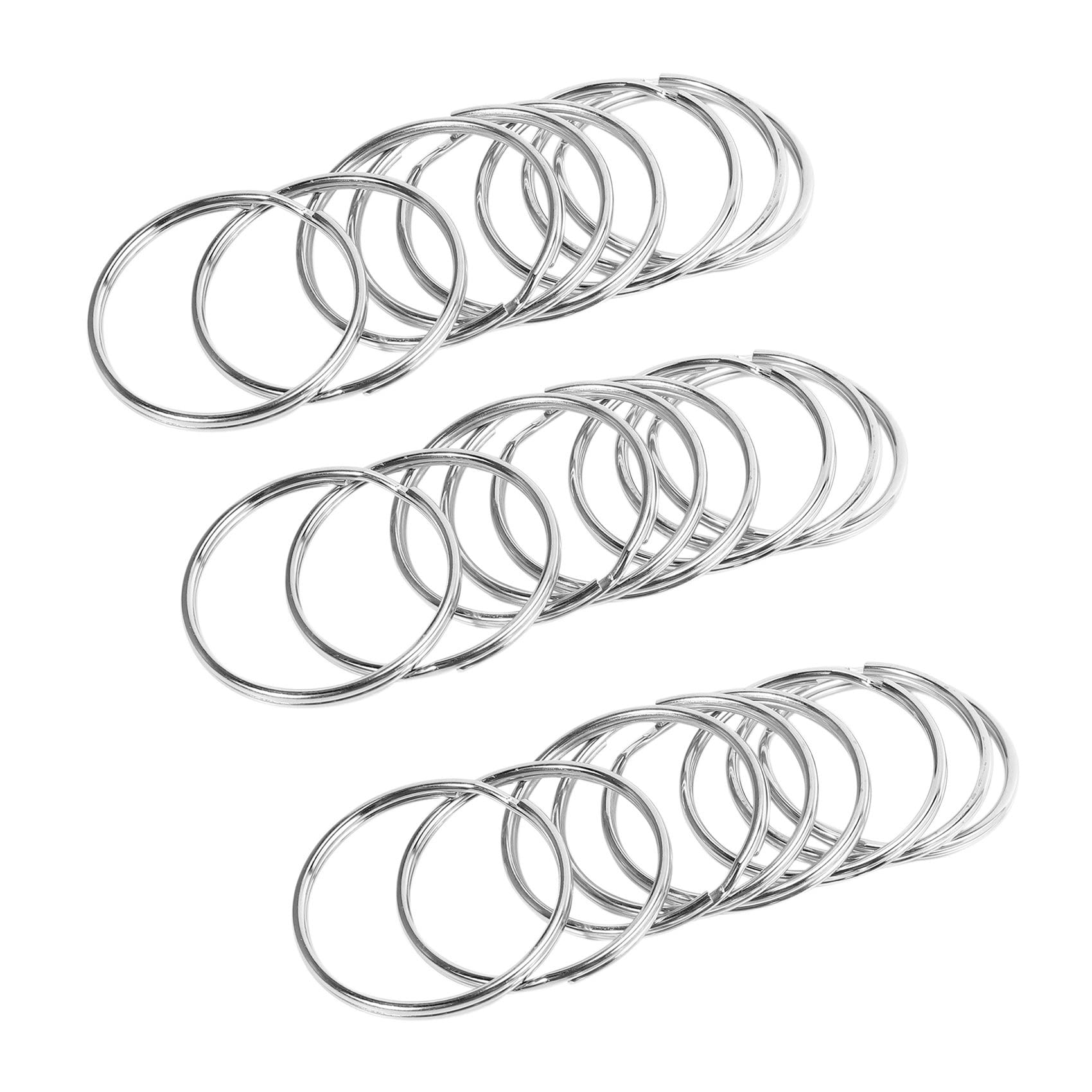 Feeuid 30 x Qualität 50 mm Schlüssel Anhänger Split Ring Set Schwer Last Große Nickel SchlüEel Schleife Gefederte Band von Feeuid