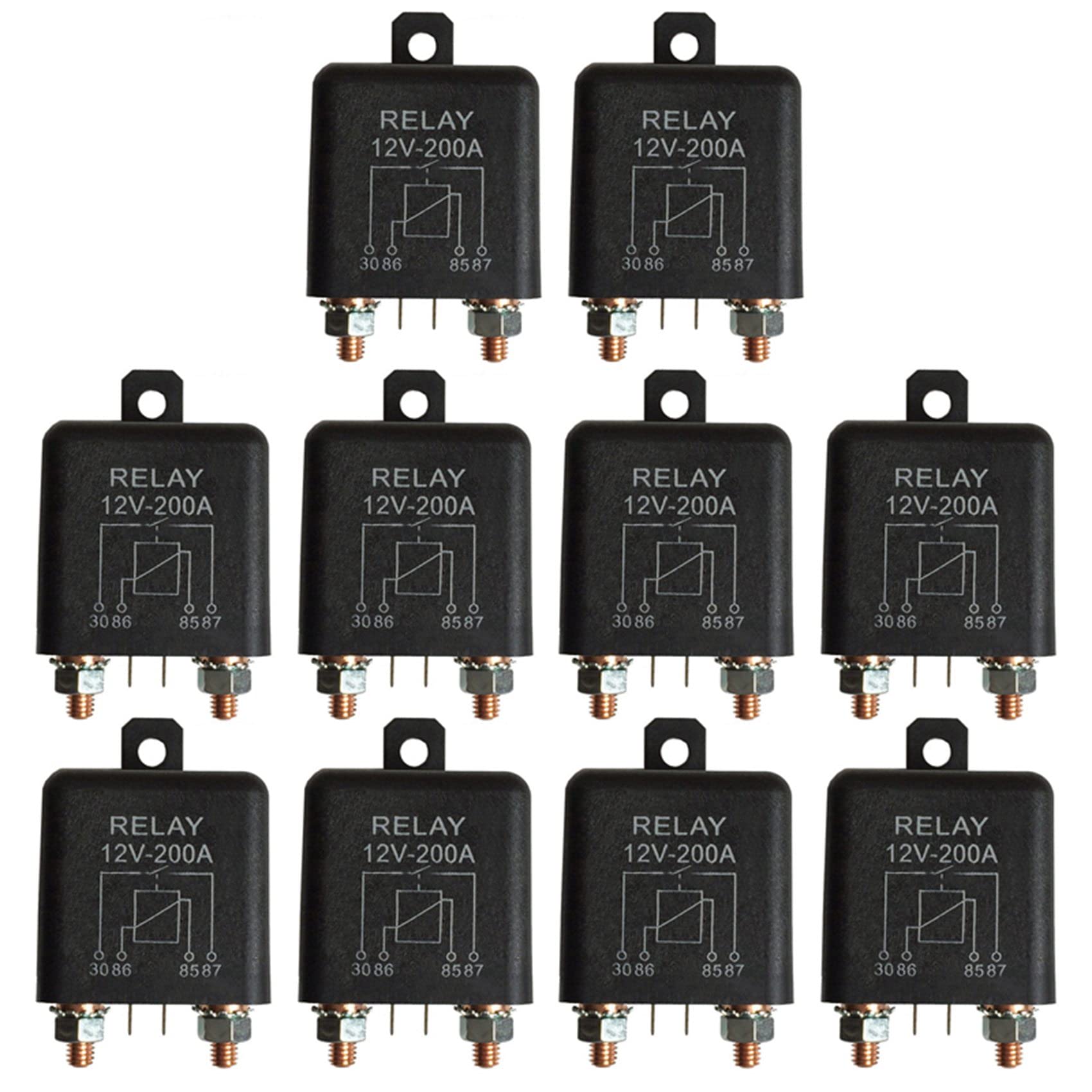 Fegtrtyoa 10X 12V 200A Schliesserkontakt 4-Pin-Relais - Hochleistungs-Marine-Split-Aufladung von Fegtrtyoa