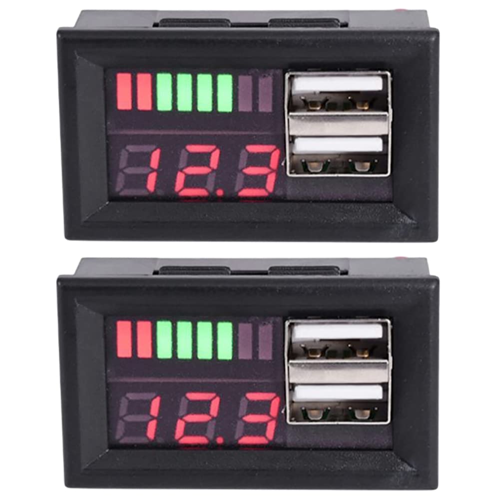 Fegtrtyoa 2X 12V Digital Voltmeter Spannung Batterie Panel Meter für Auto Motorrad USB 5V 2A Ausgang von Fegtrtyoa