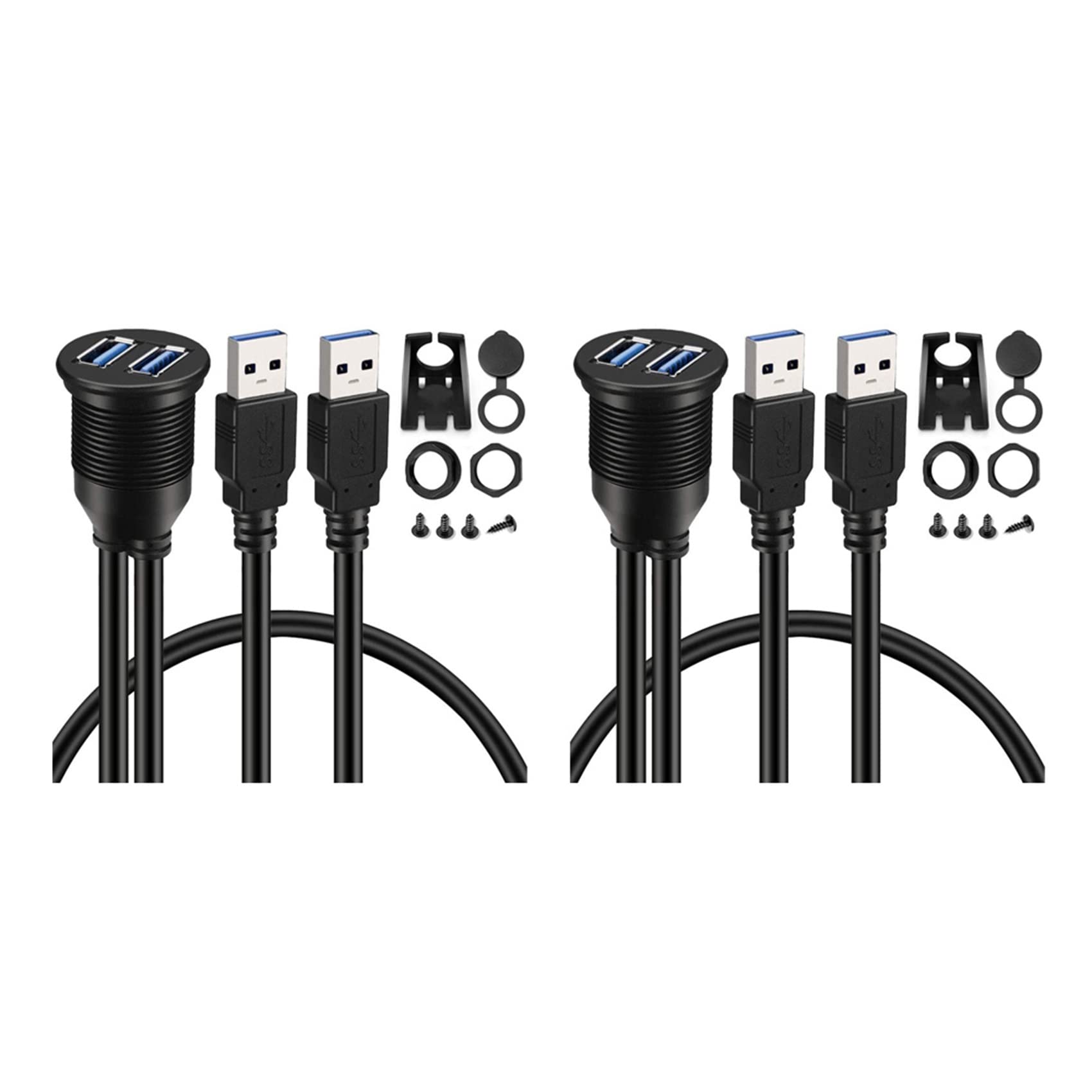 Fegtrtyoa 2X 2 Ports Dual USB 3.0 AUX Unterputz Auto Halterung Verlängerungs Kabel für Auto Boot Motorrad Armaturen Brett - 3 Fuß von Fegtrtyoa