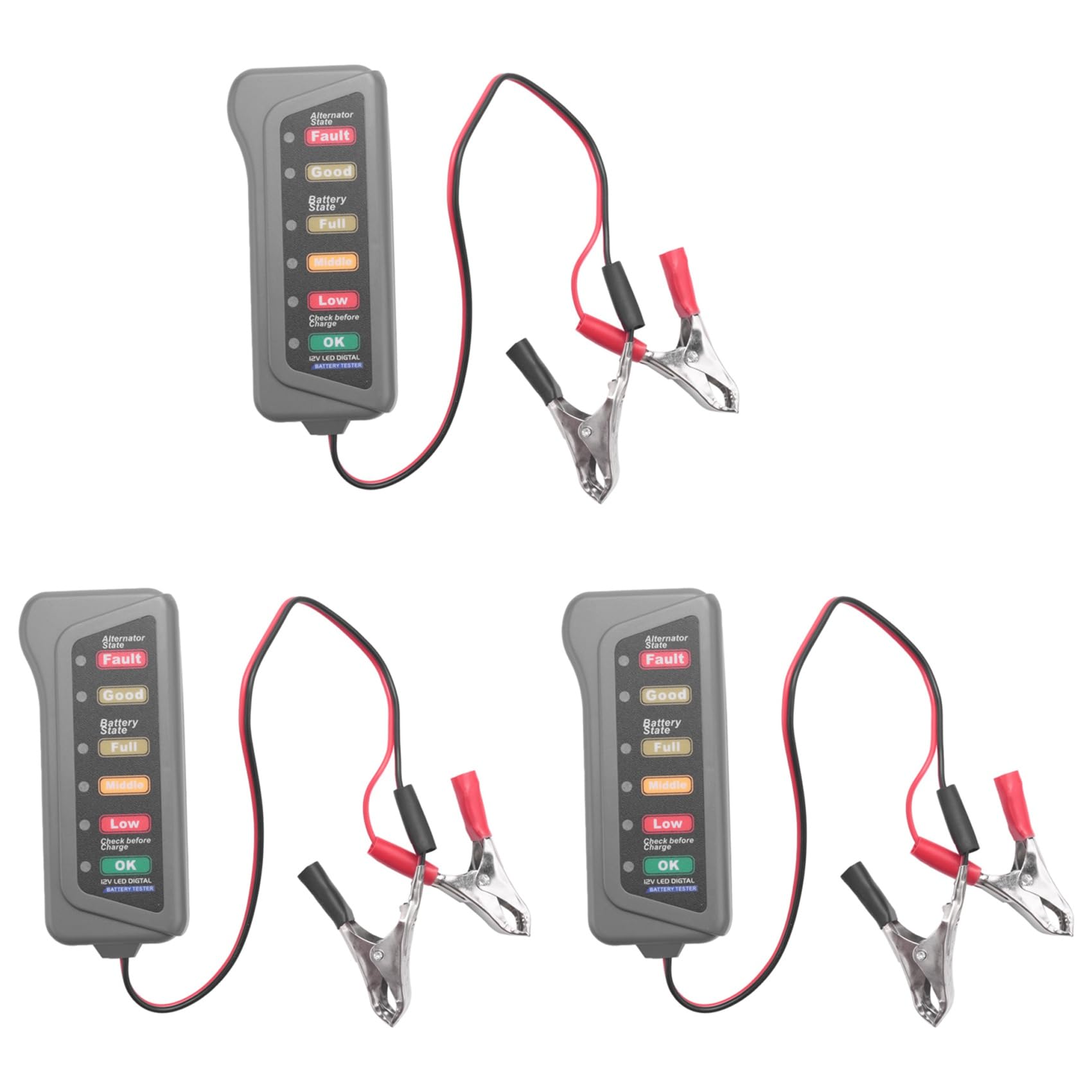 Fegtrtyoa 3X 12V Autobatterie- und Lichtmaschinentester - Test Battery Condition & Alternator Charging (LED-Anzeige) von Fegtrtyoa