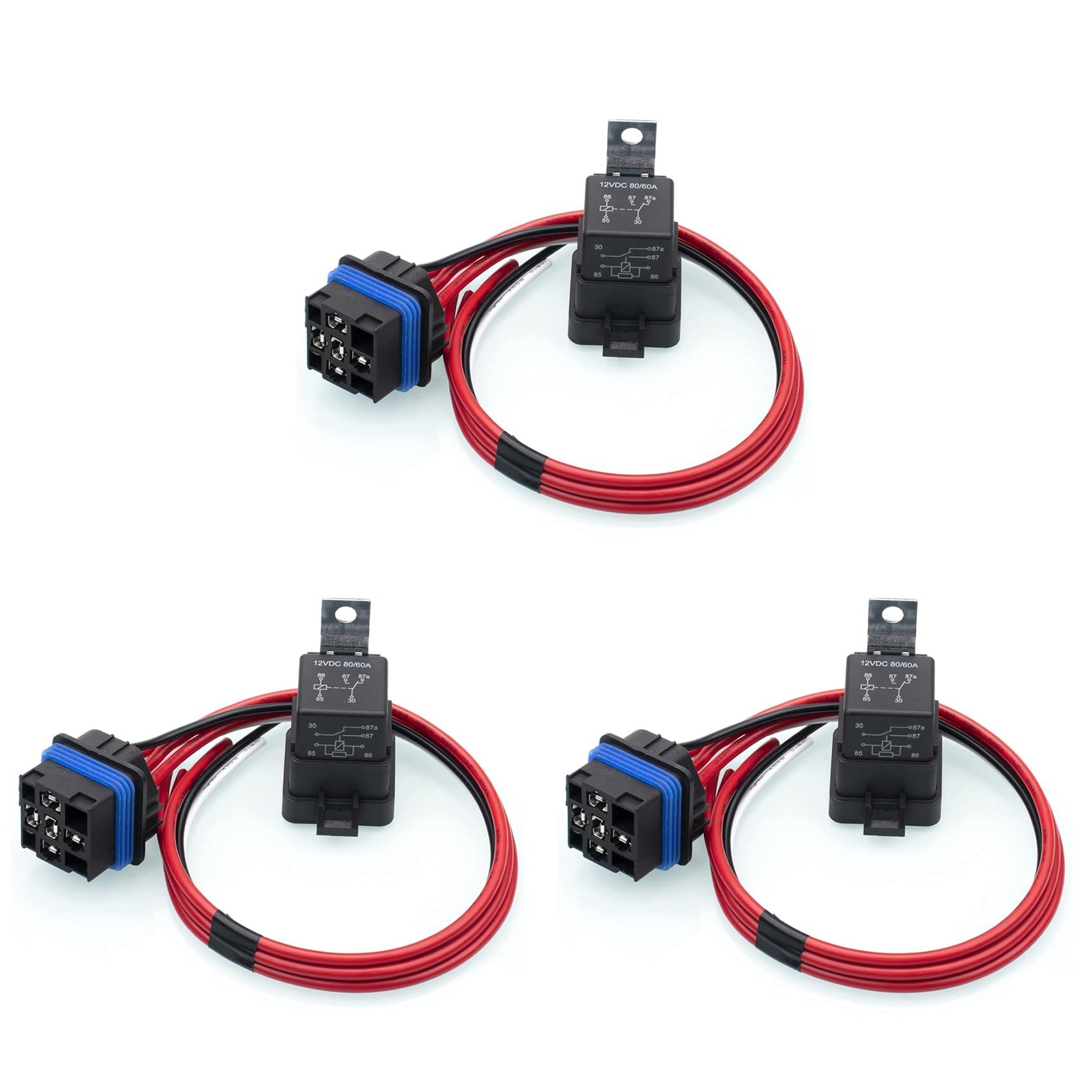 Fegtrtyoa 3X 60/80 Ampere 12 Volt Wasserdichtes Automobil Relais mit Pigtail 5-Pin Schwerlast 12 AWG Relais für Boote Auto Ventilator Autos von Fegtrtyoa