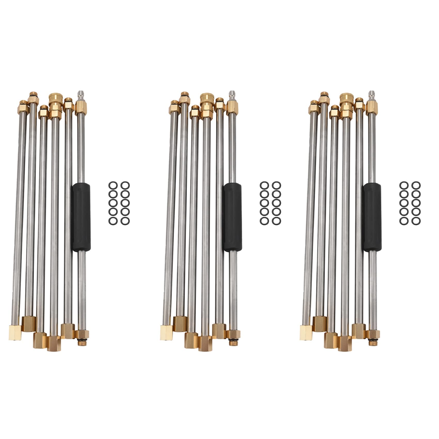 Fegtrtyoa 3X 90 Universal Wand Set Auto Waschen Hoch Druck Reiniger Wand Verlängerung, Lanze Power Washer 1/4 Gewinde Schnelle Verbindung von Fegtrtyoa