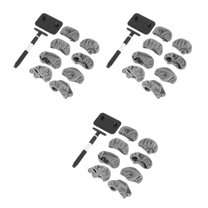 Fegtrtyoa 3X Auto Fenster Reinigungs Bürste, Scheiben Wasch Glas Reinigungs Werkzeug Ausziehbarer Aluminium mit 24 Stücke Mikrofaser Abdeckung von Fegtrtyoa