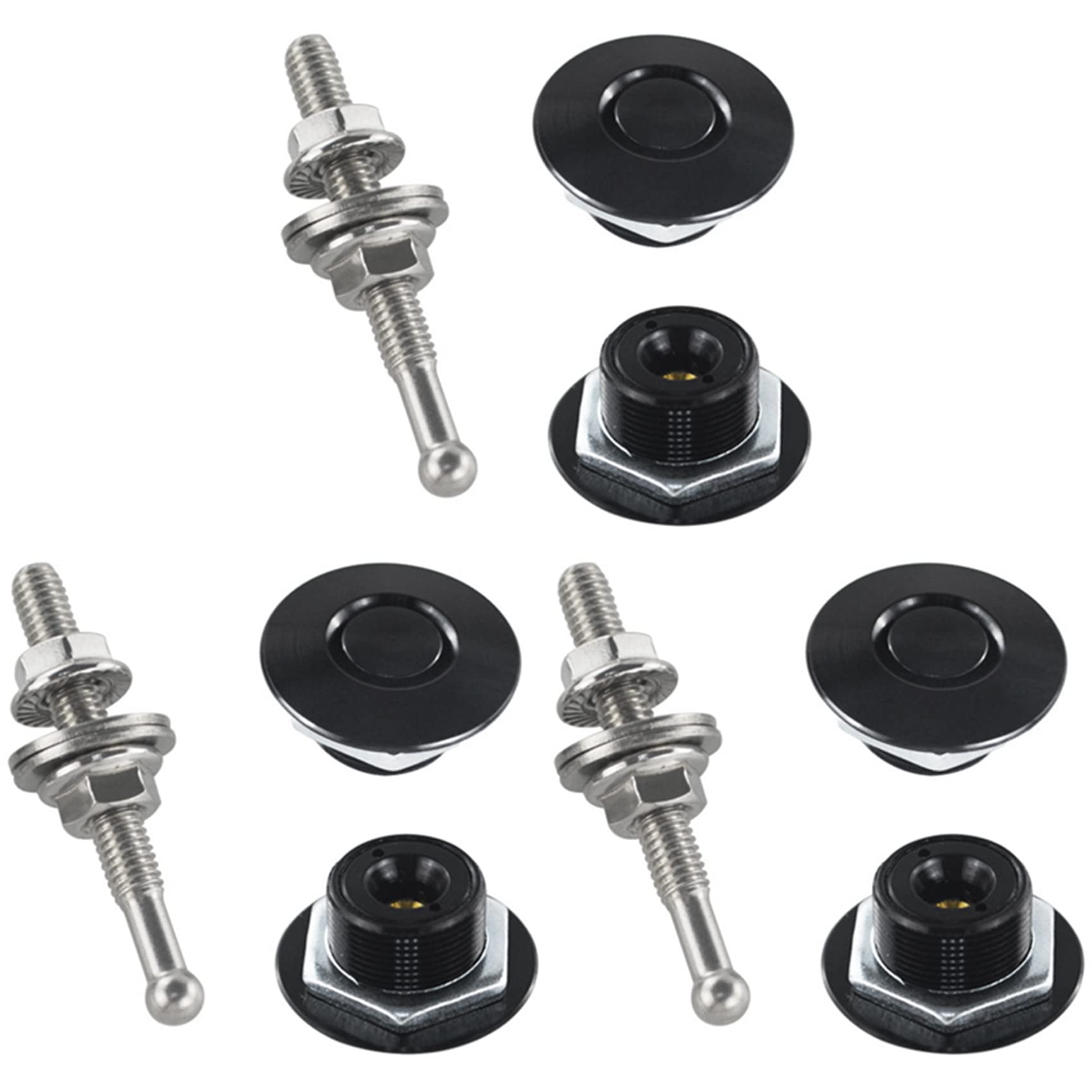 Fegtrtyoa 3X Schnell Verschluss Latch Nummern Schild Verschluss 1,25 Legierung Motor Haube Stifte Verschluss Clip Kit für StoßFänger Motor Haube Nummern Schild 4 (Schwarz) von Fegtrtyoa