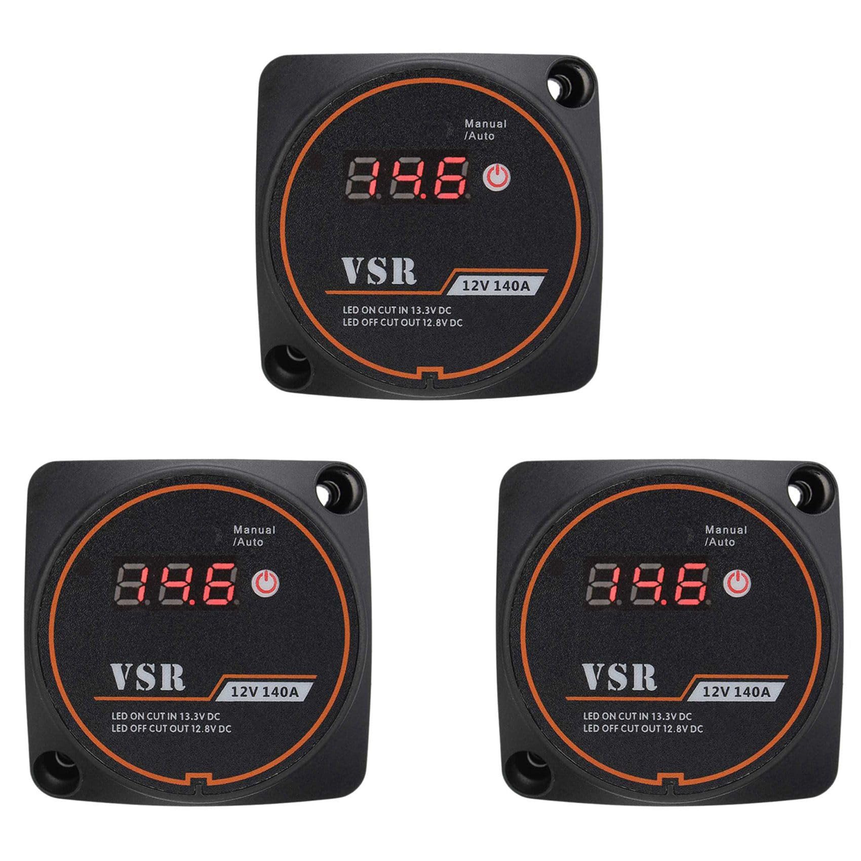 Fegtrtyoa 3X Strom Spannung Empfindliches Spaltung Aufladen Relais Digitaler Bildschirm VSR 12V 140A für Auto RV Yacht Smart Batterie Isolator Ladung von Fegtrtyoa