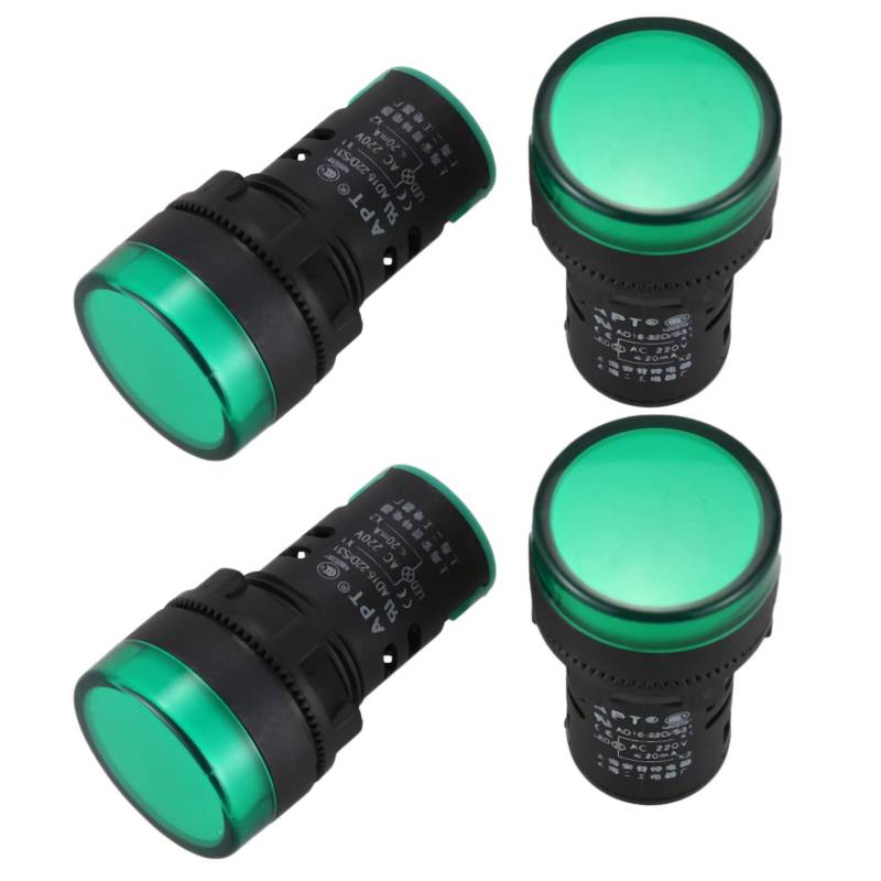 Fegtrtyoa 4 StÜCk AC220V GrÜNe LED Betriebsanzeige Kontrollleuchte Lampe 22mm Dia von Fegtrtyoa