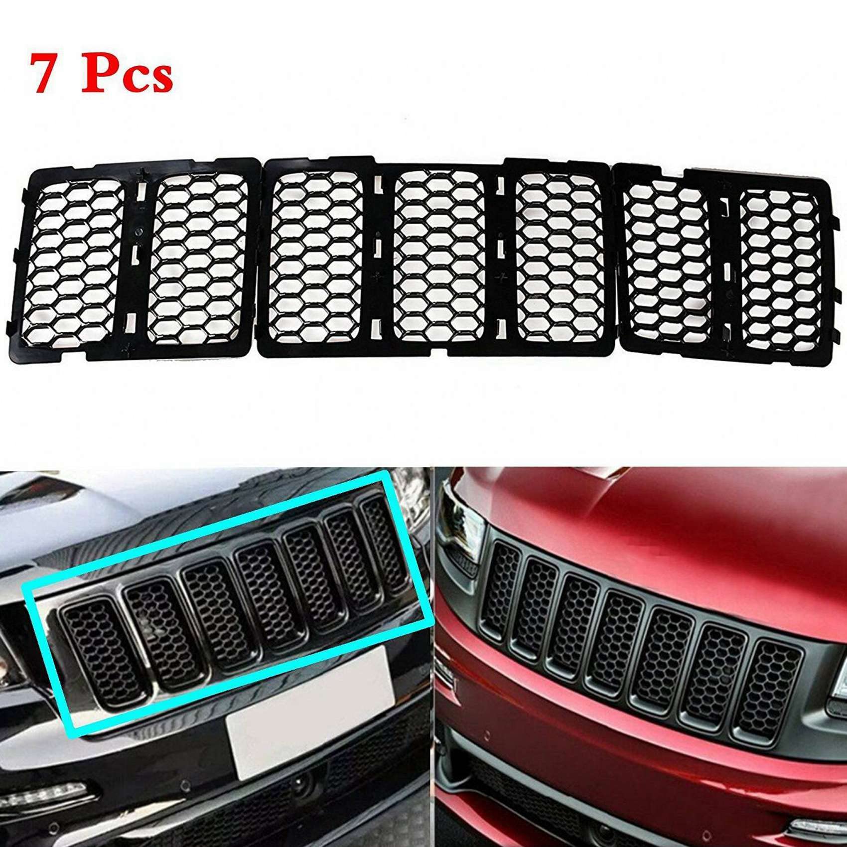 Fegtrtyoa 6X Auto Schwarz Frontgrill Einsätze Trim Mesh Kit für Grand 2014-2016 von Fegtrtyoa