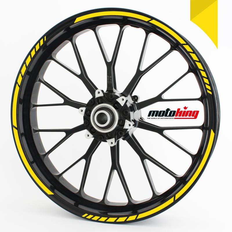 Felgenrandaufkleber GP im GP-Design passend für 17 Zoll und 16" 18" 19" Felgen für Motorrad, Auto & mehr - Gelb von Motoking