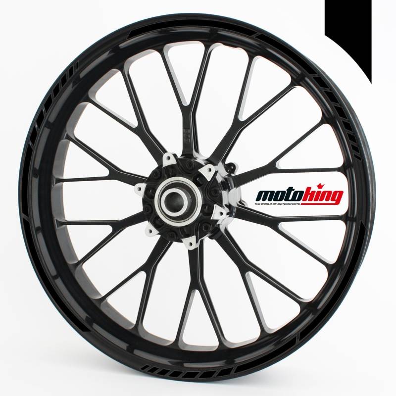 Felgenrandaufkleber GP im GP-Design passend für 17 Zoll und 16" 18" 19" Felgen für Motorrad, Auto & mehr - Schwarz Matt von Motoking